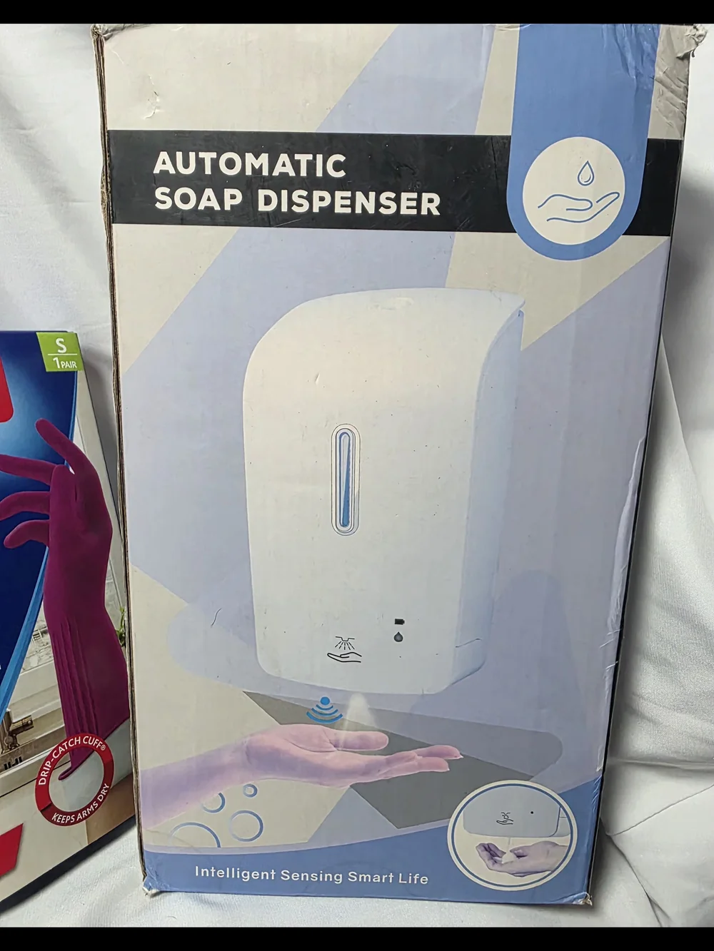 Auto-matic Soap Dispenser & (4pks) O-Cedar Small Playtex Premium Gloves &